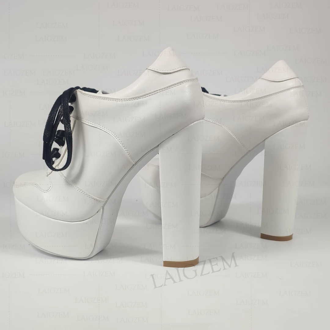 Vreau să specificație Evadare din pușcărie  Seiihem femei cizme glezna faux din piele dantela-up bloc tocuri inalte  rotund toe botine pantofi confortabili femeie de mari dimensiuni 42 44 50  52 pentru > Cizme pentru femei | www.vrajamobilei.ro